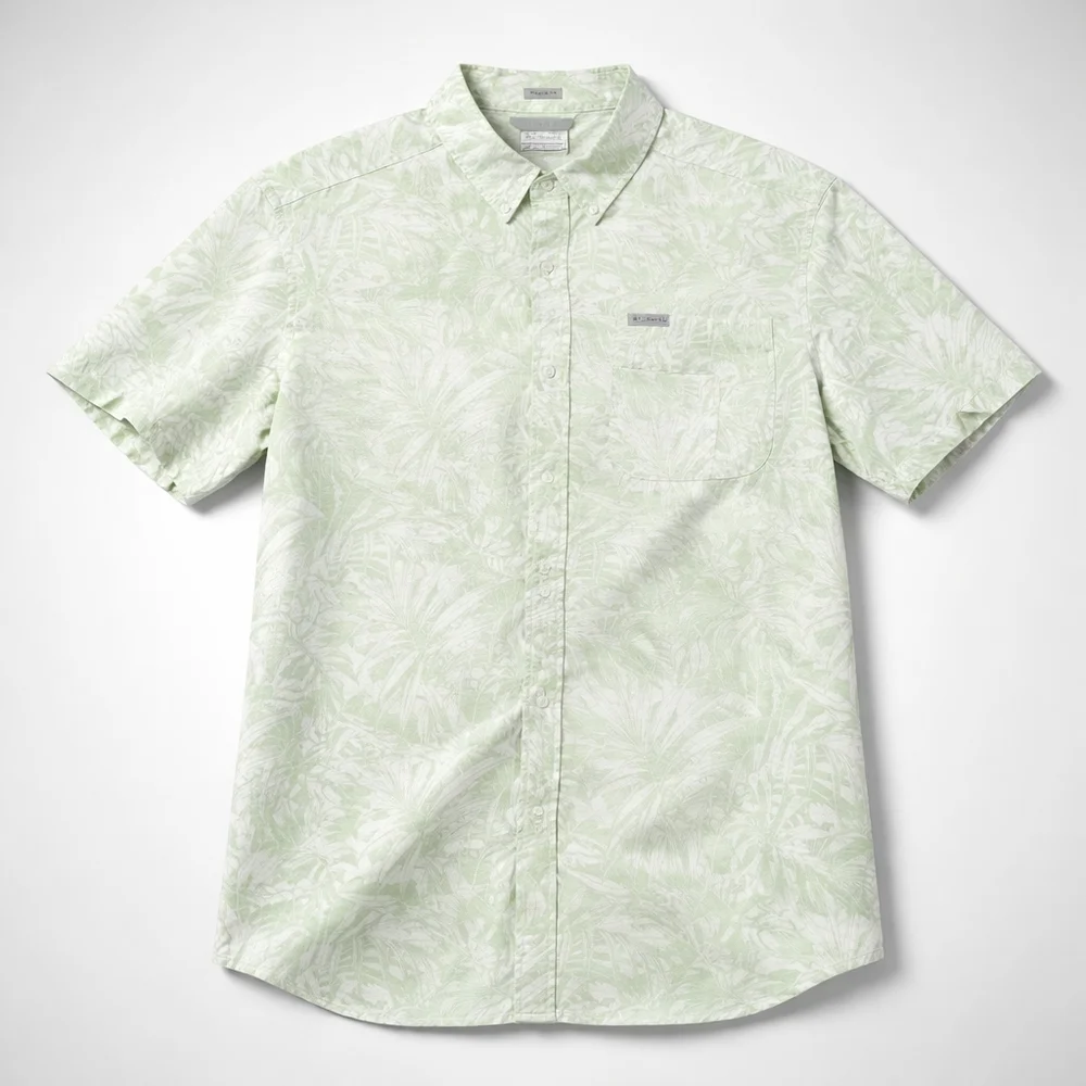 Columbia Men’s Short Sleeve Hawaiian Shirt – Tropical Print - Picture 2 of 8